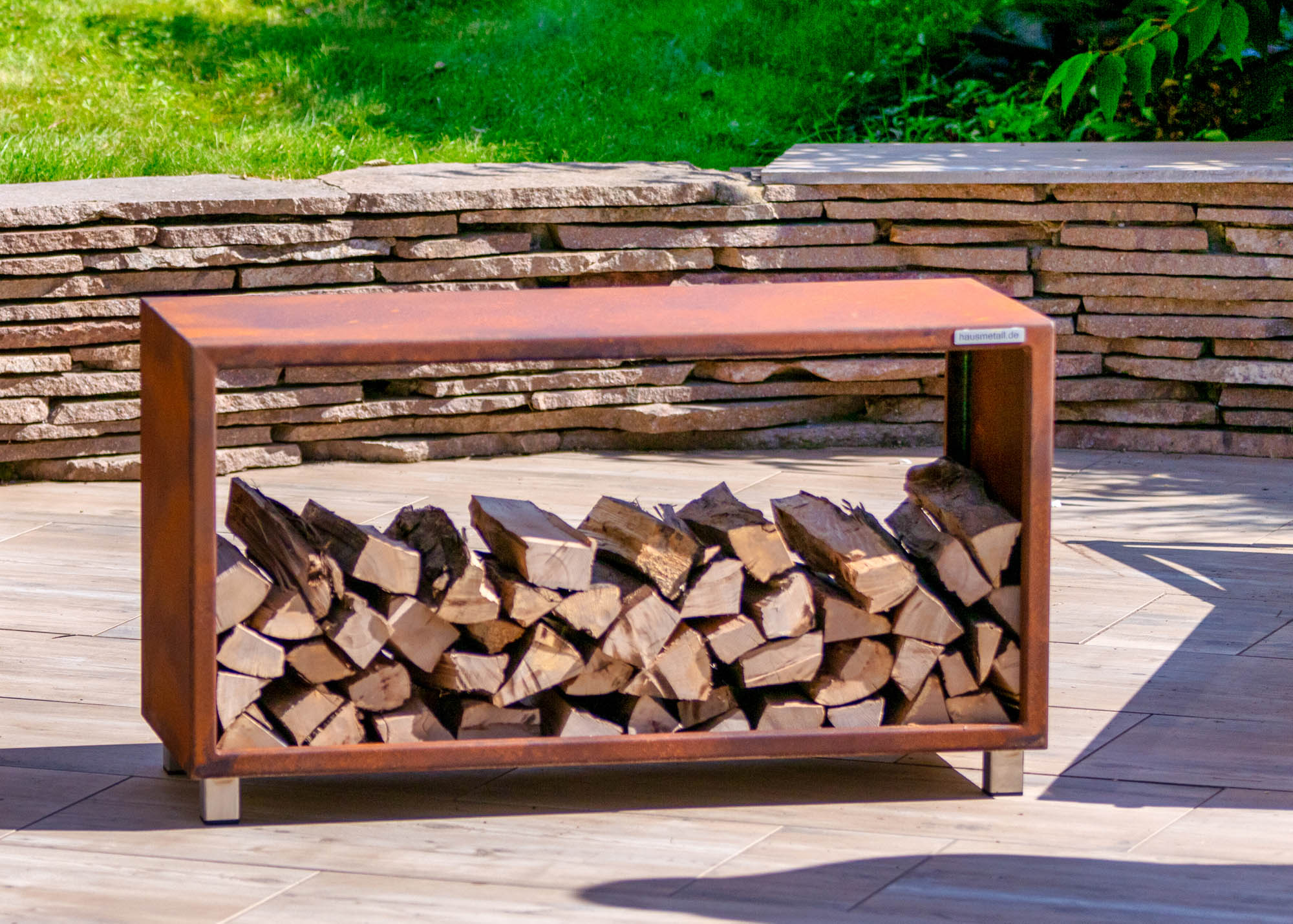 Kaminholzregal aus Cortenstahl | liegend | 100 x 50 x 40 cm